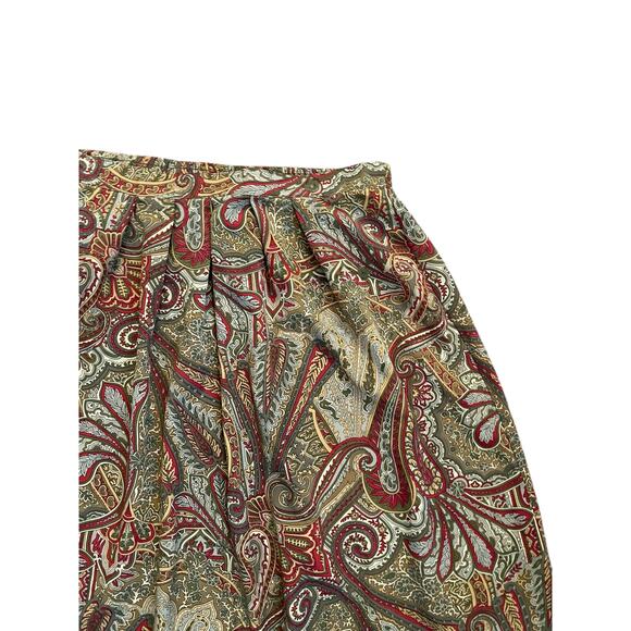 1990s VTG Alfred Dunner Green Paisley Abstract Patterned Knee Length Skirt 16 - Picture 2 of 4